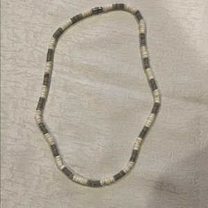 Neutral White and Gray Beaded Women’s Necklace